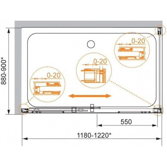 Душевое ограждение Cezares 150х90 см PREMIER-SOFT-W-AH-1-150/90-C-Cr-IV, хром/прозрачное - фото 6