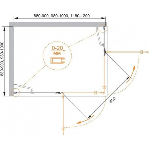 Душевое ограждение Cezares 120х90 см BERGAMO-W-AH-2-120/90-C-Cr-L, хром/прозрачное - фото 3