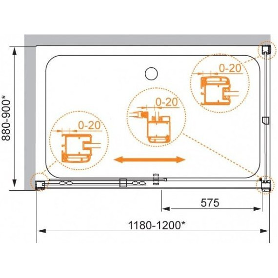 Душевое ограждение Cezares 120х90 см ANIMA-W-AH-1-120/90-C-Cr, хром/прозрачное - фото 2