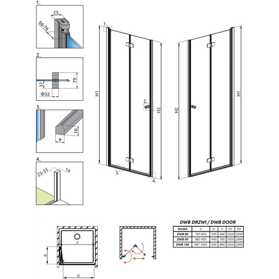 Душевая дверь Radaway Fuenta New DWB 100 см L/R, хром/прозрачное - фото 3