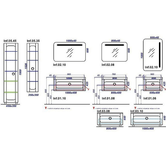 Тумба подвесная с раковиной Aqwella Infinity 60 см Inf.01.06/001 - фото 4
