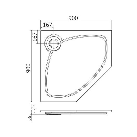 Мраморный поддон Cezares TRAY-S-P-90-56-W 90х90 см - фото 3