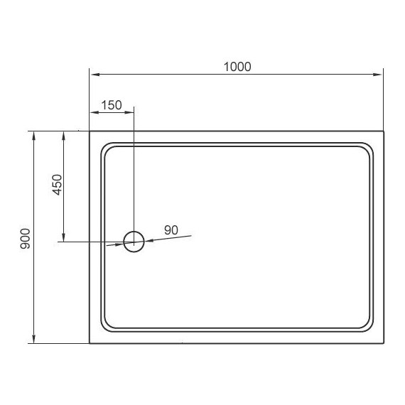 Акриловый поддон Cezares TRAY-A-AH-100/90-15-W 100х90 см - фото 2