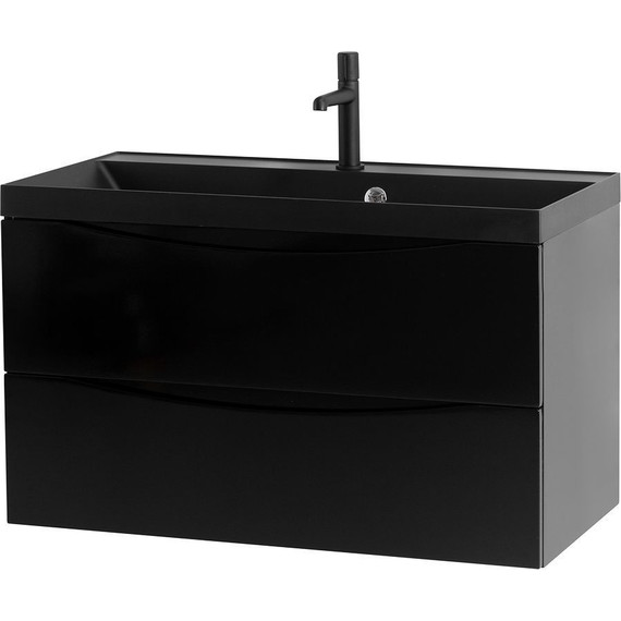 Тумба подвесная с раковиной BelBagno MARINO-900-2C-SO-NL-P 90 см, Nero Lucido (раковина BB900/450-LV-ART-AST-NERO) - фото 5