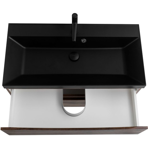 Тумба подвесная с раковиной BelBagno MARINO-900-2C-SO-RW-P 90 см, Rovere Moro (раковина BB900/450-LV-ART-AST-NERO) - фото 6