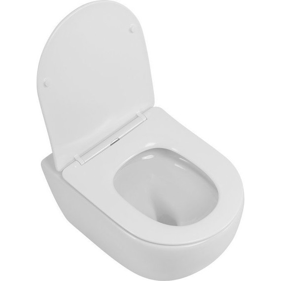 Унитаз подвесной безободковый Cezares Stream-Tor CZR-2426-TH-TOR/SC с тонкой крышкой микролифт (Система смыва торнадо) - фото 2