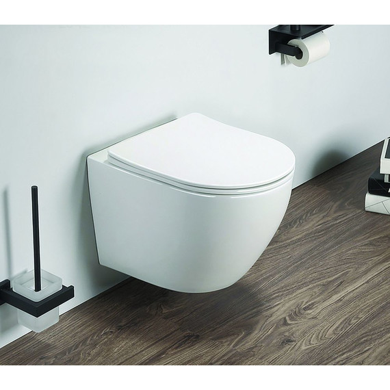 Инсталляция с подвесным унитазом комплект: Grohe Solido 38811KF0 с подвесным безободковым унитазом Azario Gloria AZ-2003 сиденье микролифт, крепление, кнопка смыва чёрная матовая, Цвет производителя: чёрный матовый - фото 12