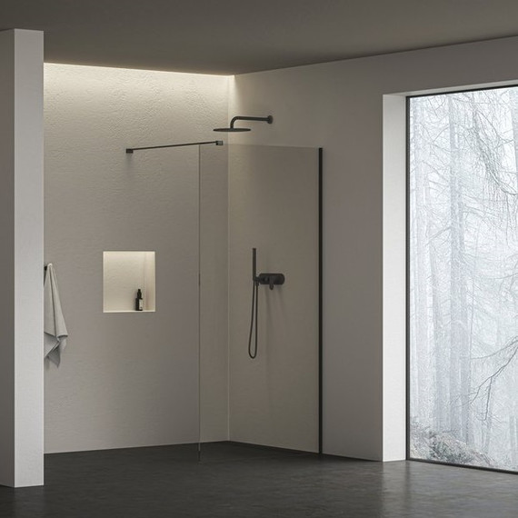 Душевая перегородка Ravak Walk-In Air 100 см GW9WA0300Z1C с кронштейном в комплекте, чёрный/прозрачное - фото 