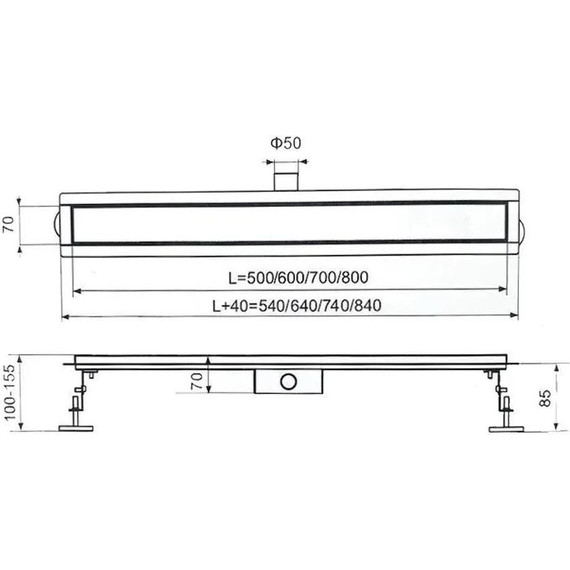Трап TIM 80 см BAD488002GP, золото глянцевое (под плитку) - фото 10