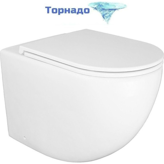 Унитаз приставной безободковый Azario Grado AZ-2141D-UQ1 с тонкой крышкой микролифт (система смыва Торнадо) - фото 