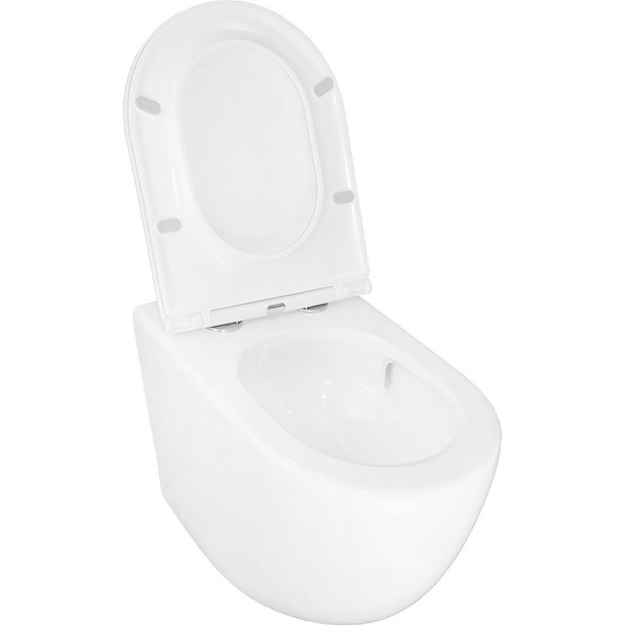 Унитаз приставной безободковый Azario Grado AZ-2141D-UQ1 с тонкой крышкой микролифт (система смыва Торнадо) - фото 5