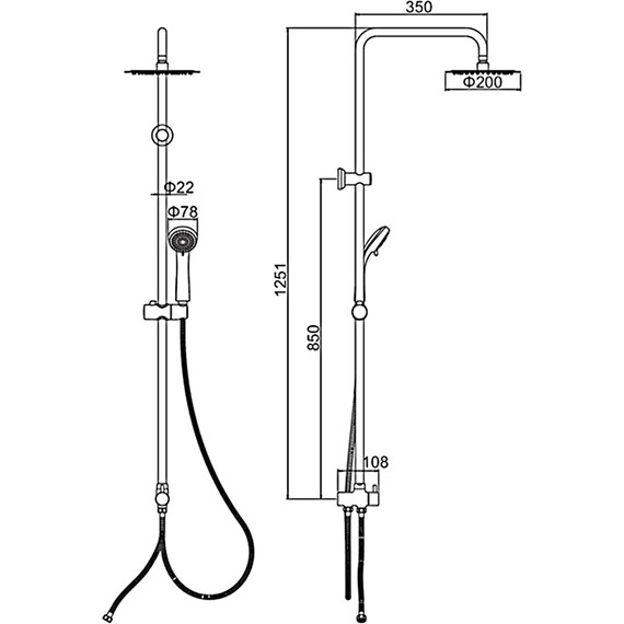 Душевая стойка Ledeme L72400, нержавеющая сталь - фото 2