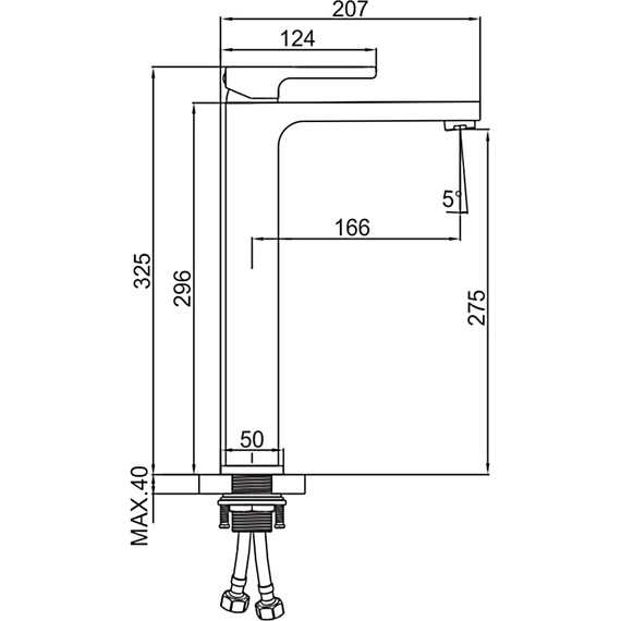 Смеситель для раковины высокий Gerhans K11127B, чёрный, Цвет производителя: чёрный - фото 2