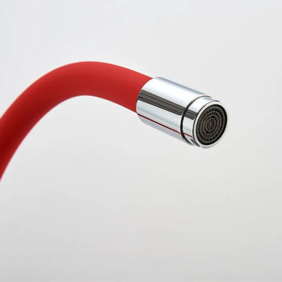 Смеситель для кухни Ledeme L4898-1, хром/красный - фото 6