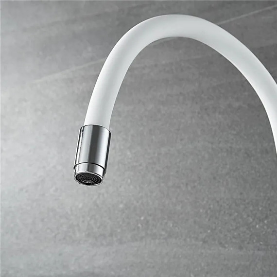 Смеситель для кухни Ledeme L4898-3, хром/белый - фото 5