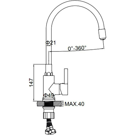 Смеситель для кухни Ledeme L4898-2, хром/чёрный - фото 5