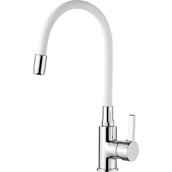 Смеситель для кухни Ledeme L4898-3, хром/белый - фото 