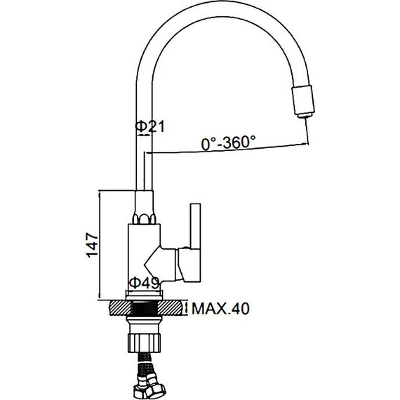 Смеситель для кухни Ledeme L4898-5, хром/зелёный - фото 6
