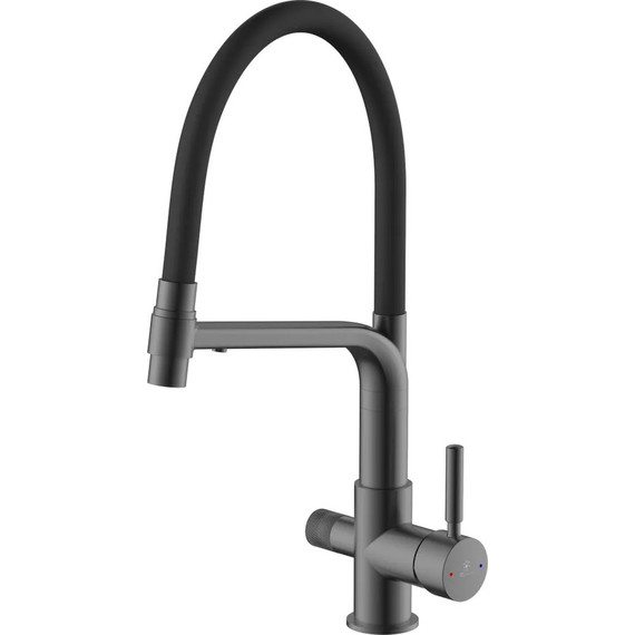 Смеситель для кухни Diadonna D49-19028QH, серый графит, Цвет производителя: оружейная сталь - фото 