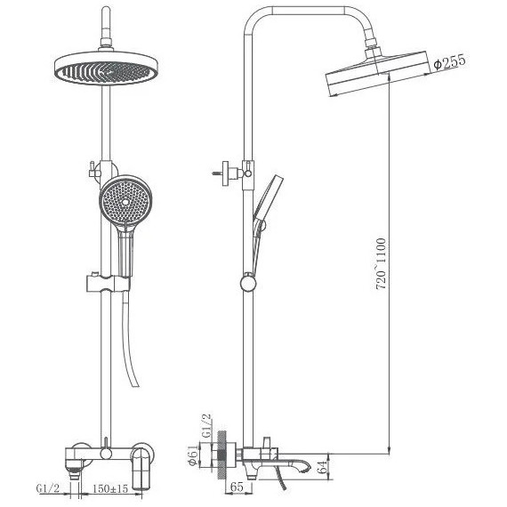 Душевая стойка Haiba HB24553-3, графит - фото 9