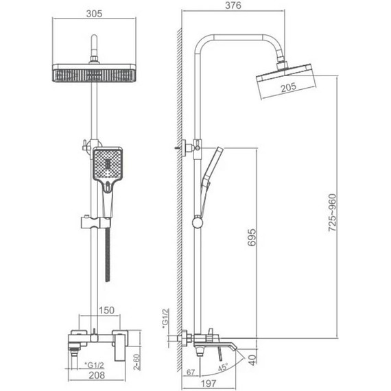 Душевая стойка Haiba HB24575-3, графит - фото 7