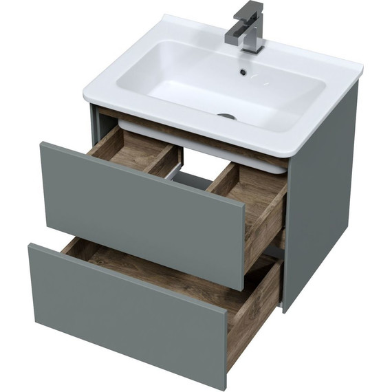 Тумба подвесная с раковиной Mirsant Ultra 60 см (раковина Next 60), серый матовый - фото 3