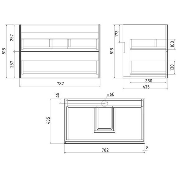 Тумба подвесная с раковиной Mirsant Ultra 80 см (раковина More 80), серый матовый - фото 5