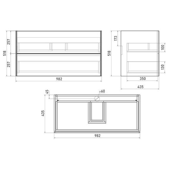 Тумба подвесная с раковиной Mirsant Ultra 100 см (раковина Next 100), серый матовый - фото 5