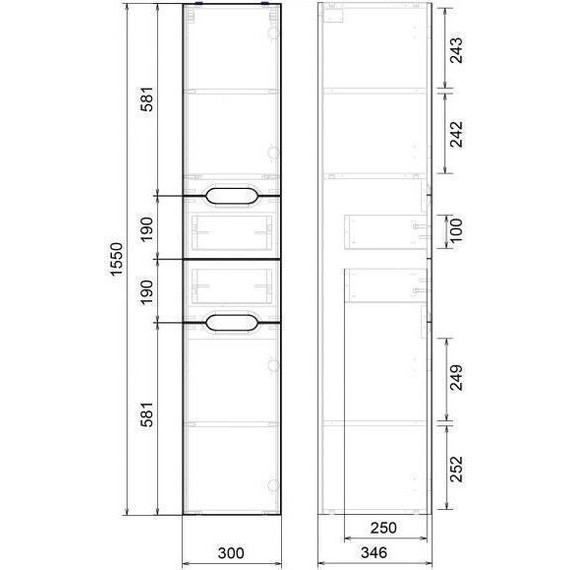 Комплект мебели Mirsant Soho quadro 60 см, белый (тумба + зеркало + пенал) - фото 14