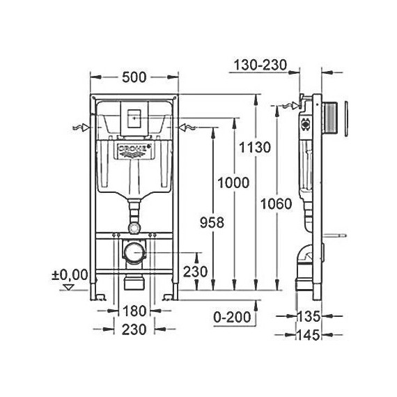 Инсталляция с подвесным унитазом комплект: Grohe Rapid SL 38772001+38732A00 с подвесным безободковым унитазом-биде BelBagno Due BB3103CHR-BS/SC сиденье микролифт, крепление, кнопка смыва графит глянцевый, Цвет производителя: графит глянцевый - фото 22