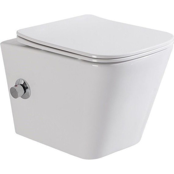 Инсталляция с подвесным унитазом комплект: Grohe Rapid SL 38772001+38732GN0 с подвесным безободковым унитазом-биде BelBagno Due BB3103CHR-BS/SC сиденье микролифт, крепление, кнопка смыва золото матовое, Цвет производителя: золото матовое - фото 3