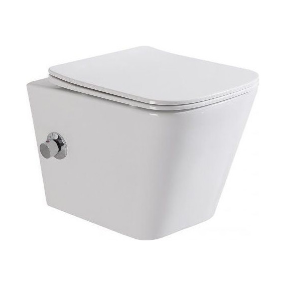 Инсталляция с подвесным унитазом комплект: Grohe Rapid SL 38772001+38732GL0 с подвесным безободковым унитазом-биде BelBagno Due BB3103CHR-BS/SC сиденье микролифт, крепление, кнопка смыва золото глянцевое, Цвет производителя: золото глянцевое - фото 7