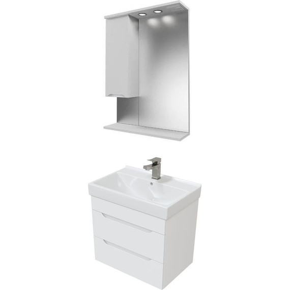 Комплект мебели Mirsant Soho Quadro 60 см (тумба + зеркало + пенал) - фото 2