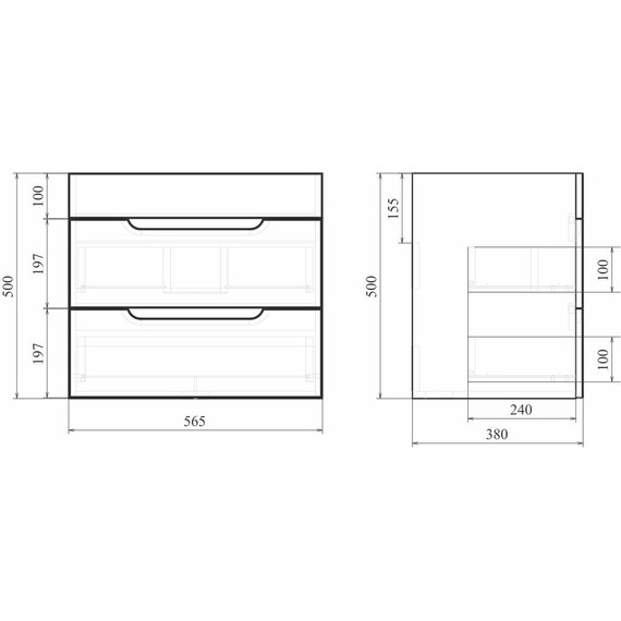 Комплект мебели Mirsant Soho Quadro 60/2 см c доводчиком (тумба + зеркало) - фото 7