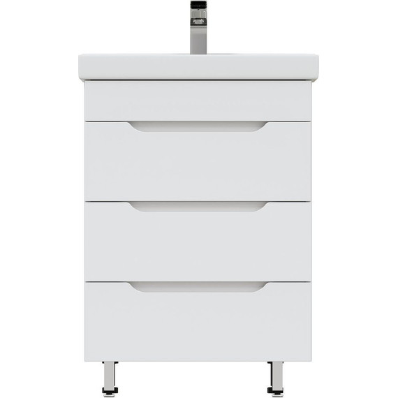 Комплект мебели Mirsant Soho quadro 60 см, белый (тумба + зеркало + пенал) - фото 5