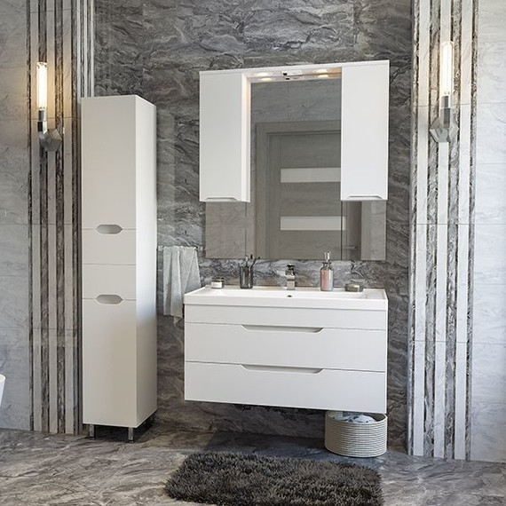 Комплект мебели Mirsant Soho Quadro 80/2 см c доводчиком (тумба + зеркало + пенал) - фото 6