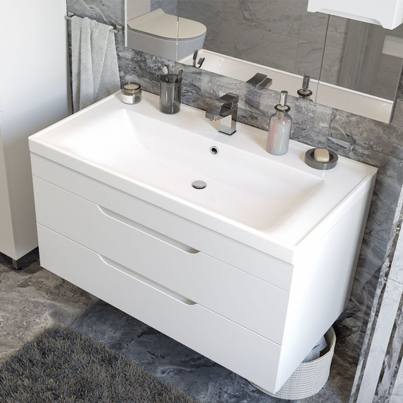 Комплект мебели Mirsant Soho Quadro 80/2 см c доводчиком (тумба + зеркало) - фото 6