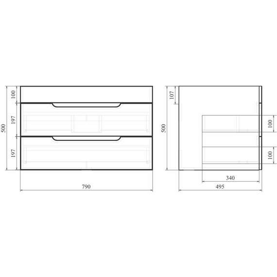 Комплект мебели Mirsant Soho Quadro 80/2 см c доводчиком (тумба + зеркало + пенал) - фото 14