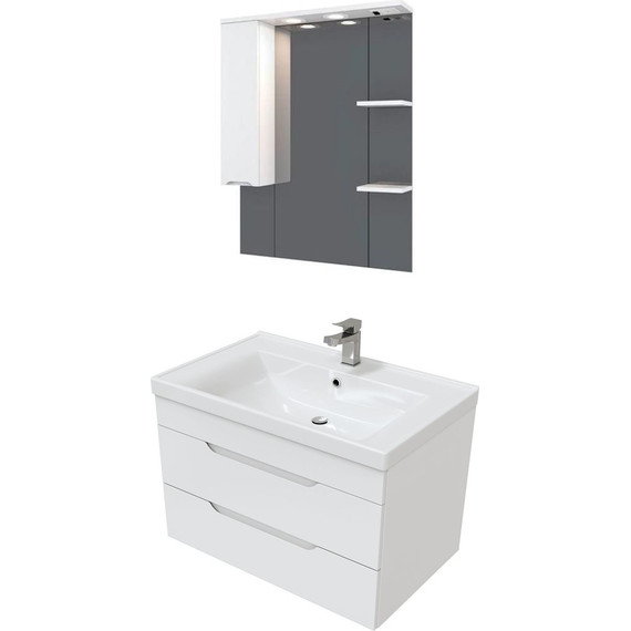 Комплект мебели Mirsant Soho Quadro 80 см (тумба + зеркало + пенал) - фото 2