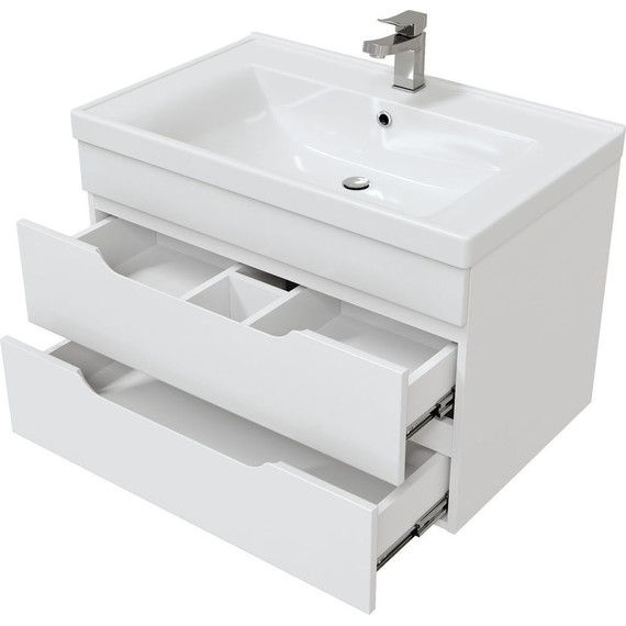 Комплект мебели Mirsant Soho Quadro 80 см (тумба + зеркало + пенал) - фото 6