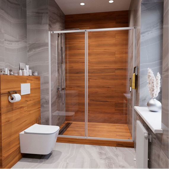 Душевая дверь Mirsant Neo 141-150 см, хром/прозрачное - фото 