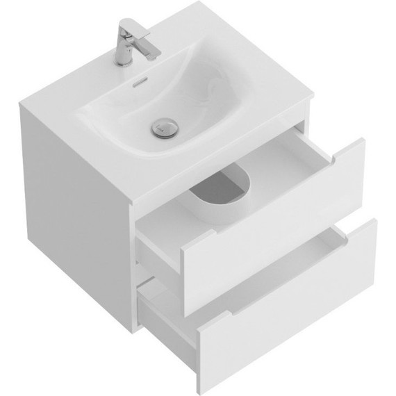 Тумба подвесная с раковиной BelBagno ETNA-600-2C-SO-BL-P 60 см, Bianco Lucido, Цвет фасада: Bianco Lucido - фото 3