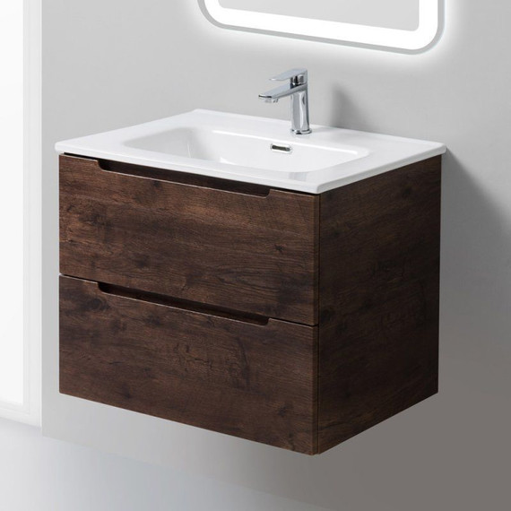 Тумба подвесная с раковиной BelBagno ETNA-600-2C-SO-RW-P 60 см, Rovere Moro, Цвет фасада: Rovere Moro - фото 