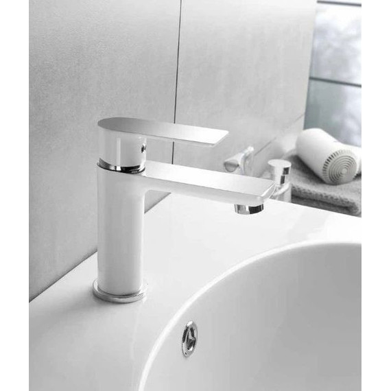 Душевой комплект Haiba: Душевая стойка HB24505-8 + смеситель для раковины HB10505-8, цвет белый/хром - фото 9