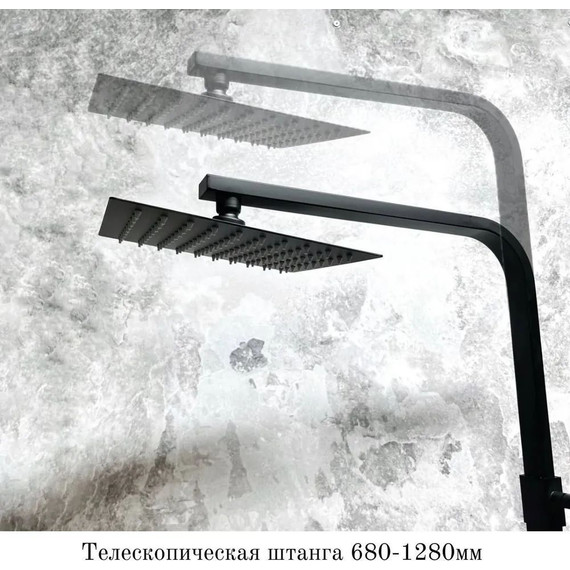 Душевой комплект Haiba: Душевая стойка HB23803-7 + смеситель для раковины HB10803-7, цвет чёрный - фото 7