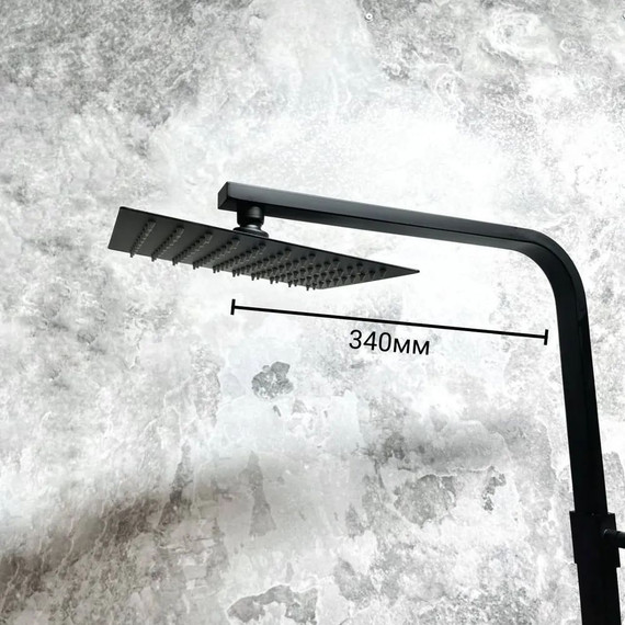 Душевой комплект Haiba: Душевая стойка HB23803-7 + смеситель для раковины HB10803-7, цвет чёрный - фото 14