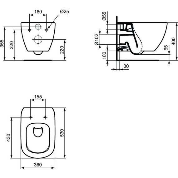 Инсталляция с подвесным унитазом комплект: Ideal Standard Prosys Frame 120 M R020467 с подвесным безободковый унитазом Ideal Standard Tesi AquaBlade T0079V1 (белый матовый) сиденье микролифт - фото 12