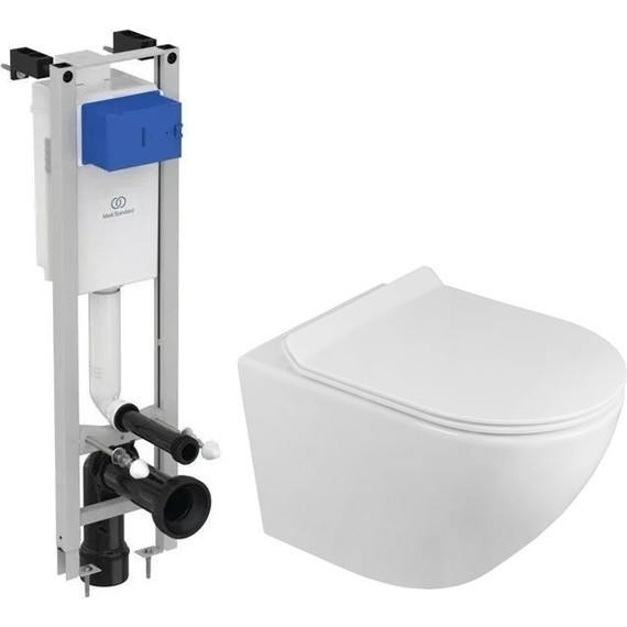 Инсталляция Ideal Standard Prosys Eco Frame M с подвесным безободковым унитазом Azario Grado AZ-0046-N - фото 