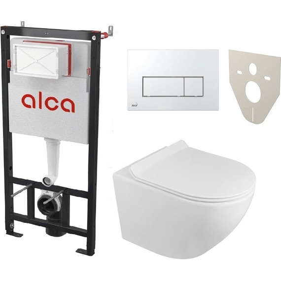 Инсталляция Alcaplast AM101/1120-4:1 RU с подвесным безободковым унитазом Azario Grado AZ-0046-N - фото 