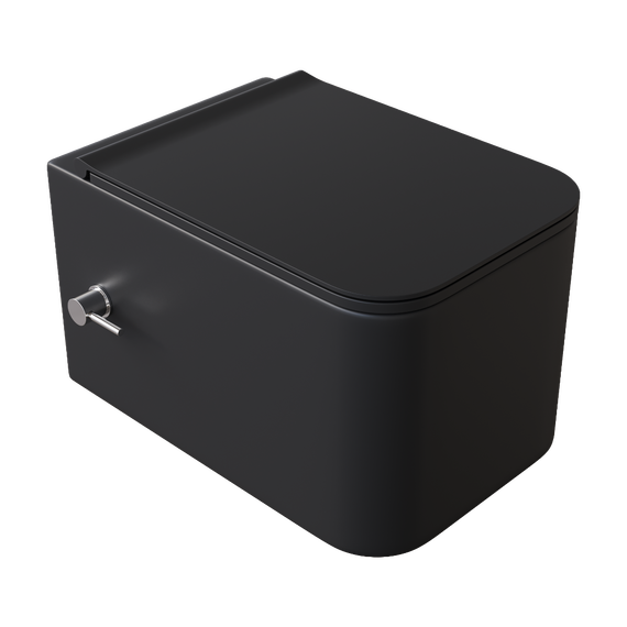 Унитаз-биде подвесной безободковый Boheme Mane 970-SET-2-B с крышкой микролифт, чёрный матовый, Цвет производителя: чёрный матовый - фото 